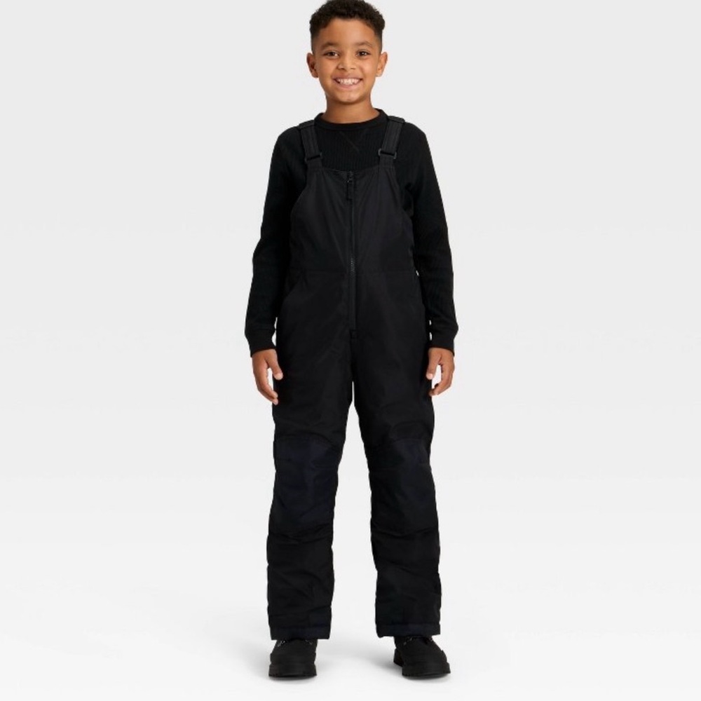 Kids Black Snow Bib Overalls